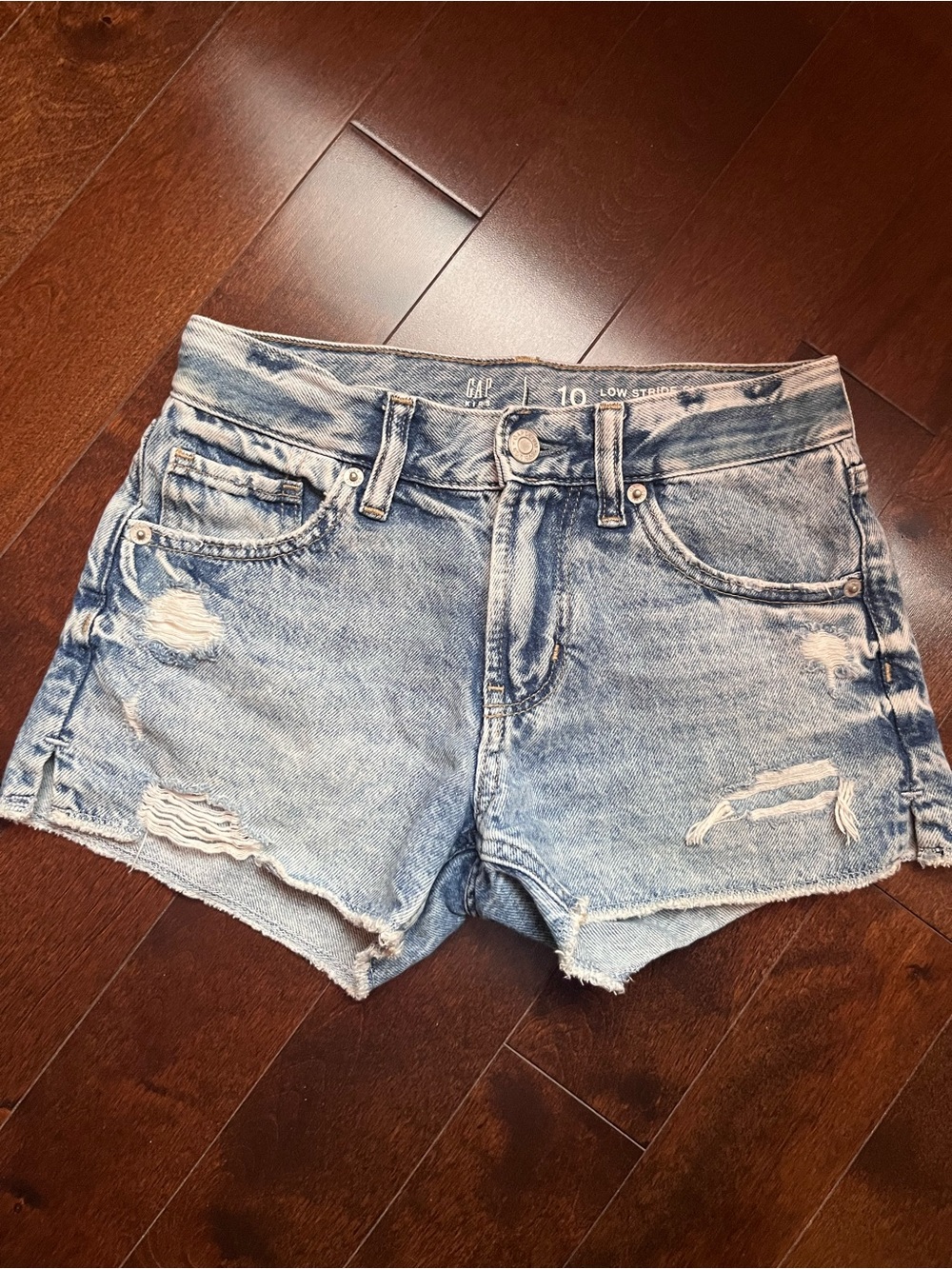 GAP Light Wash Distressed Denim Shorts